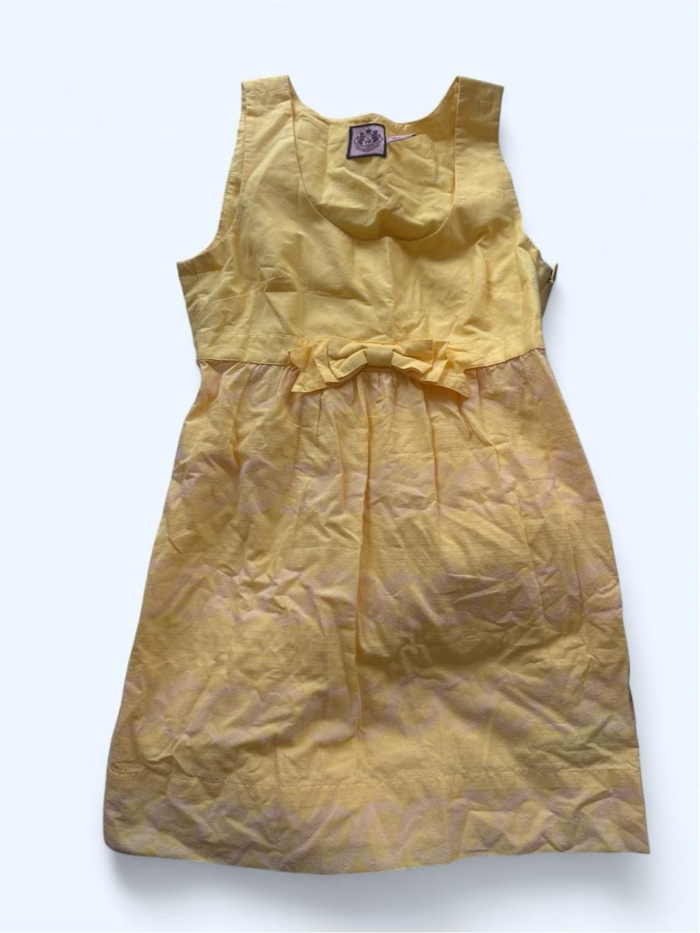 Juicy Couture Yellow Bow Waist Sleeveless Dress